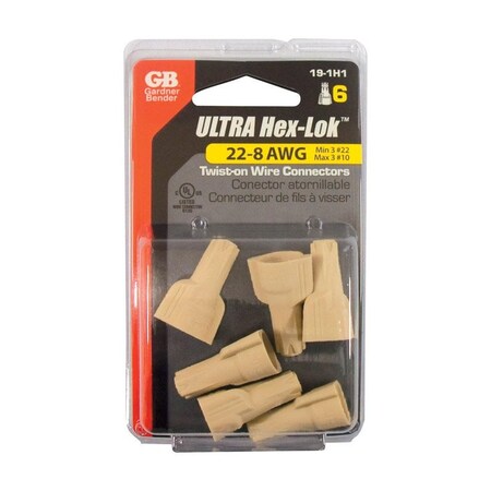 Gardner Bender Hex-Lok 22-8 Ga. Copper Wire Wire Connectors Tan 6 pk 19-1H1
